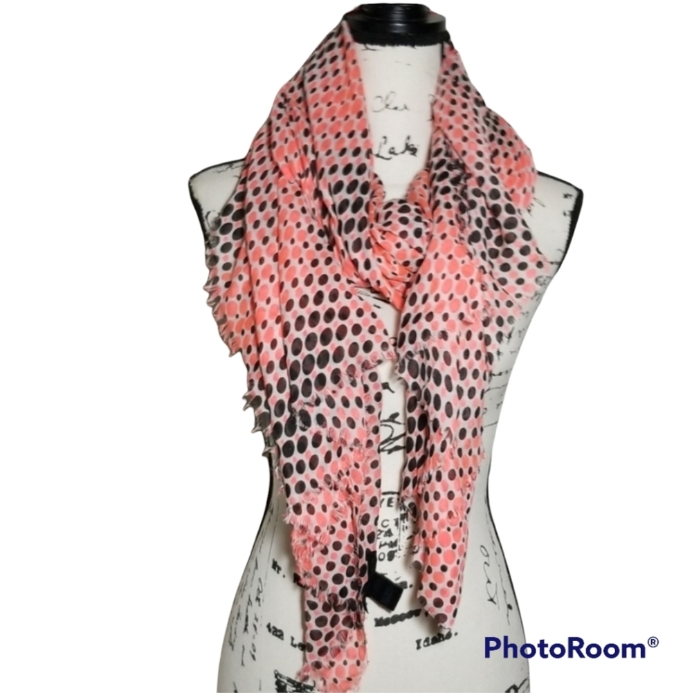 Stephen Madden Pink/Black polka dot Scarf/Wrap - Picture 3 of 12